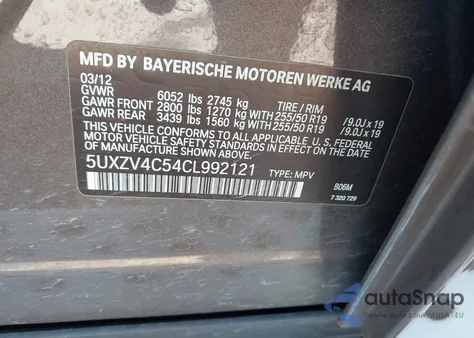 2012 BMW X5 xDrive35I/xDrive35I Premium/xDrive35I Sport Activity from USA, damaged, VIN 5UXZV4C54CL992121